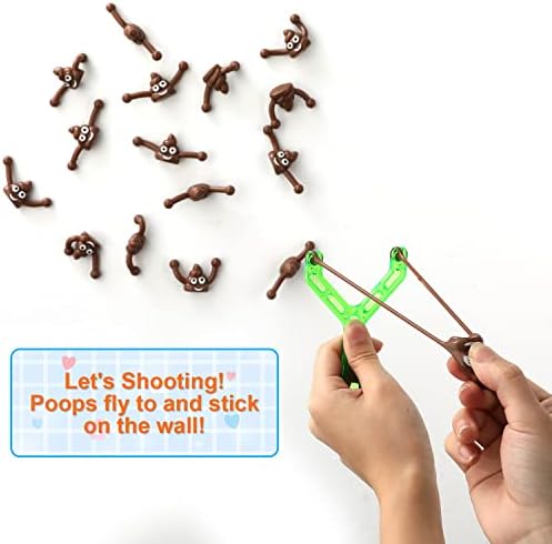 Poop Slingshot играчка, катапулт пунгалки, прсти летаат пу -играчки пукачки играчки играчки смешни мини гумени садови за летање,