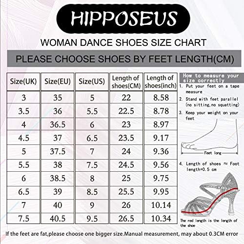 Hipposeus жени латински танцувачки чевли Професионална дама салса салса танц пракса за изведба чевли Suede единствен, модел DBCG802