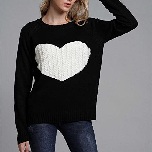 Женски 2022 есенски плетен џемпери срце плетен џемпер долг ракав y2k пуловер врвен симпатичен основен џемпер џемпер блуза