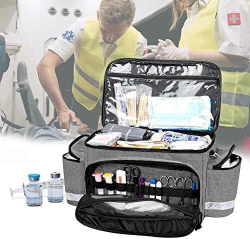 Медицинска торба за медицински материјали Дамеро, медицинска торба за итни случаи, медицинска торба со одвојливи делители и врвни токи, идеално за ЕМТ, ЕМС, болнича