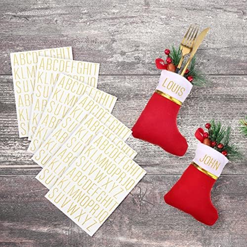 24 Парчиња Мини Божиќни Чорапи Црвени Со 10 Листови Самолепливи Винилни Букви Налепници Комплет Поштенско Сандаче Стап Букви Мали