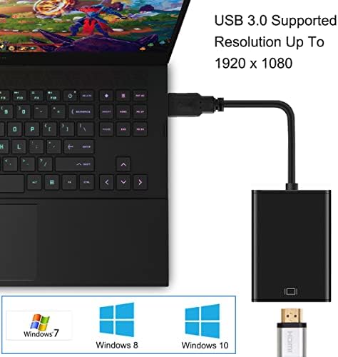 Dkardu USB 3.0 до HDMI адаптер, 1080p HDMI Full HD до USB женски до машки видео аудио мулти -монитор Адаптер за конвертор на