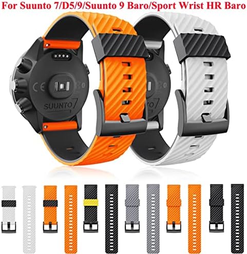 VBWVA 24мм Силиконски ленти за замена на часовникот за нараквица Suunto 7 D5 Suunto 9 Spartan Sport Scrist HR Baro Smart Watch Blandband