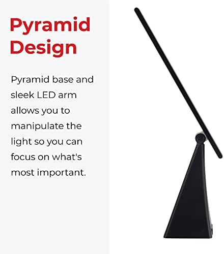 LED-светло LED енергетски ефикасен пирамидален стил на биро со USB порта за полнење и прекинувач за затемнување на допир од 3 нивоа, црна