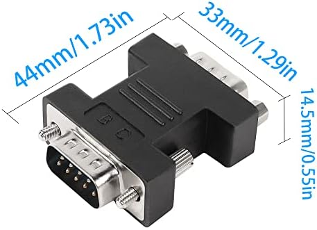 Qianrenon RS232 DB9 машки до DB9 Адаптер за конектор за машки екстендер DB 9 PIN Сериски конвертор, за уреди за сериски комуникациски
