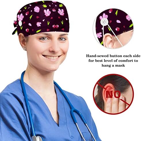 Прилагодливо работно капаче со копче, цветно цвеќе хируршко капаче, вратоврски со грб со ласкава коса