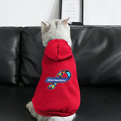 Свесност за аутизам лента со лента кучиња качулка пуловер, џемпер облека за миленичиња, облечени облеки на облеки за кучиња и мачки