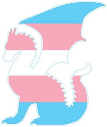 Dark Decals Decars LGBT Transgender Flag Dragon Siluette - 4 инчи целосна боја винил декларација за внатрешна или надворешна употреба, автомобили,