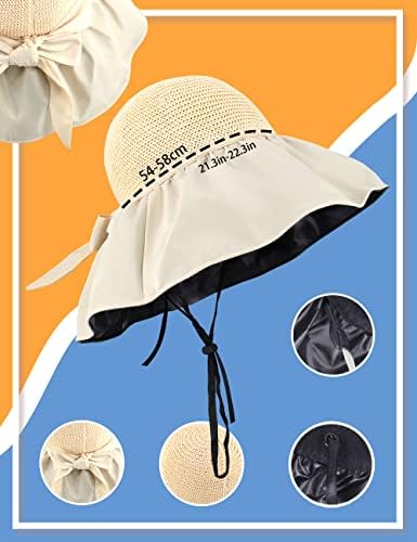Iamacos Sun Hat Womens UV Заштита Широк облик на отворено градина риболов капа upf50+ лето капаче со лакот на кабелот за ветерници
