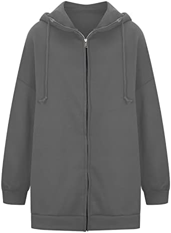 WPOUMV преголеми палта за жени обични долги ракави по поштенски качулка јакна цврста боја лабава надворешна облека со џеб