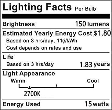 Lxcom Осветлување G45 Глобус Сијалица 15 Вати Затемнети Тркалезни Светилки Топло Бело 2700k E12 Канделабри База Јасно Стакло