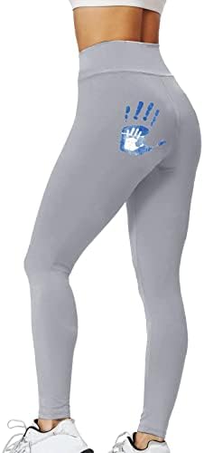 Хеланки со високи половини за жени со рака печатени меки атлетски непроaирни стомаци за контрола на јога панталони