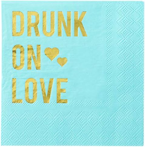 Ц.Р. Гибсон сино и злато „Пијан на Loveубовта“ пијалоци и коктел салфетки, 40 парчиња, 5 '' w x 5 '' l