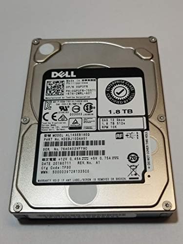 Toshiba 1.8TB HDD 10K RPM 2.5 12 GB/S SAS Hard Disk Drive Model: AL14SEB18EQ DP/N: GP3FR