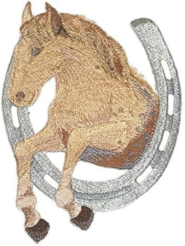 [Обичај] Среќен шарм коњ со коњски чевли [Апалооса коњ] Везено железо на/шива лепенка [6.441 [h] x 4,87 [w]] [Направено во САД]
