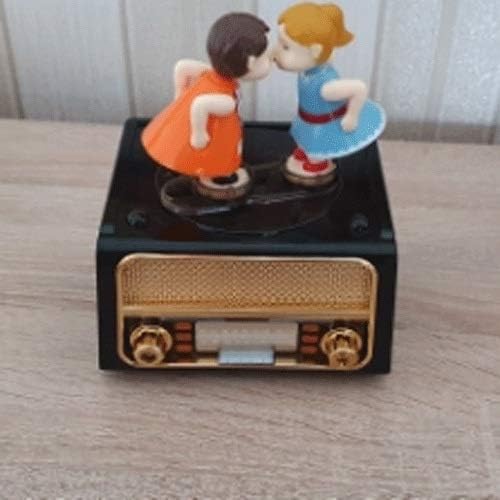 Gkmjki Бакнување двојка музичка кутија звук машина игра накит кутија девојка рачно искривен музички механизам
