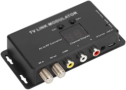 Dloett UHF ТВ врска модулатор AV до RF конвертор IR Extender со 21 канален приказ PAL/NTSC Опционално пластично црно