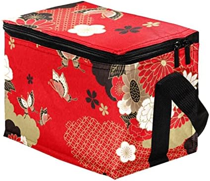 Героткр Торба За Ручек Жени, Кутија За Ручек За Мажи, Женска Кутија за Ручек, црвена цветна пеперутка јапонски уметнички модел