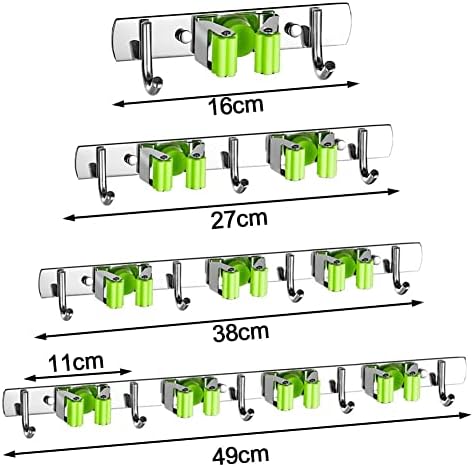 Xmtxzym метла држач за кука на кука wallид монтирање на монтирање на организатор држач од не'рѓосувачки челик кука кујна кујна бања организација