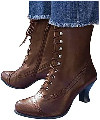 Хаорику гроздобер чизми за жени 1800-тите години на фустани со средна потпетица, чизми за фустан со фустан, готвачи, чизми со чизми на пети, витез чизми