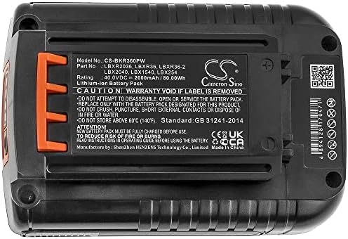 Камерон Сино Нова 2000mAH / 80.00WHREPLACEMENT батерија одговара за Black & Decker CM1640, LCC140, LBX2040, LBX254, LBXR2036, LBXR36, LBXR36-2