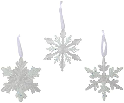 3 Пакувајте Снегулки Украси 5 Инчни Големи Приврзоци Од Снегулки Елка Бела Висечка Декорација Зимска Забава Божиќна Забава Материјали