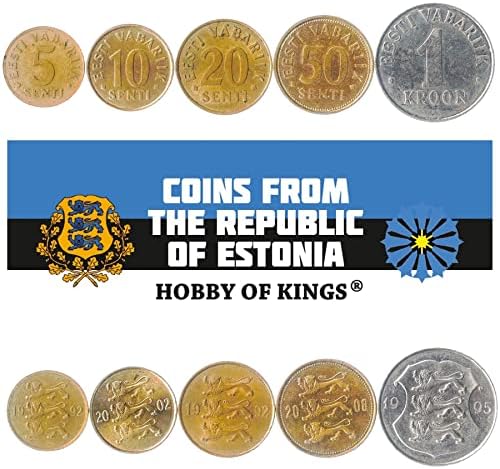 4 Монети Од Collectionонија | Collectionонија Монета Колекција Сет 10 20 50 Сенти 1 Крун | Циркулирани 1997-2008 | Лавови