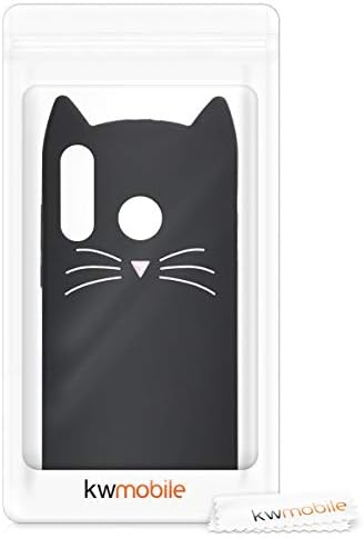 Kwmobile Случај Компатибилен Со Huawei P30 Lite-Cat Случај Мека Симпатична Заштитна Силиконска Обвивка-Црна/Бела