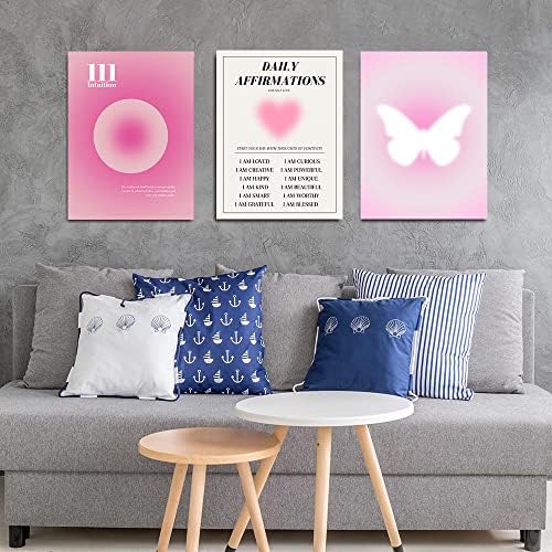 Постери за постери на розова градиент Аура Ангели Постери за естетска духовна афирмација платно wallидна уметност позитивна енергија