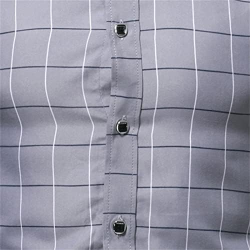 Мажите карираат тенка дневна тенок обичен кошула со долга ракав редовно вклопување деловни кошули со копче без карирана кошула без брчки