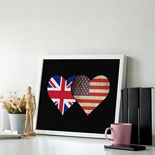 Британско знаме и американско знаме Дијамантски комплети за сликање 5D DIY целосна вежба Rhinestone Arts Wall Decor за возрасни