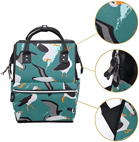 Албатрос птици шема за пелена торба ранец бебе бебето, менување торби со повеќе функции со голем капацитет торба за патување