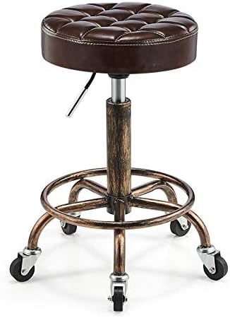 Вклучена столица канцеларија на тркалото ， ролери столче со кафеава пун-синтетичка кожа седиште ， прилагодлива висина 48-58 см ， Поддржана