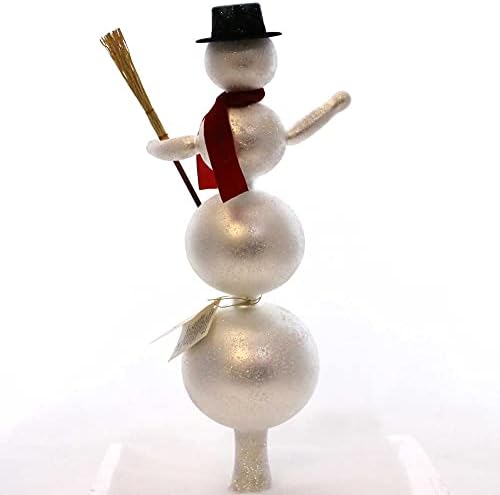 Службени италијански украси Снежен човек со финален стакло од метла италијански стил - инчи - p25182 - бело