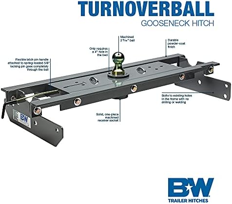 B&W приколка за прицврстувачи на промет Gooseck Hitch - GNRK1314 - Компатибилен со камиони RAM 3500 2013-2018