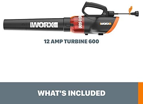 Worx WG520 12 AMP Turbine 600 Electric Leaf Blother