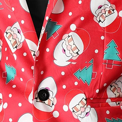 WOCACHI Christmas Blazer For Mens, грда Божиќ Дедо Мраз Снегулка Смокдедо костум костум јакна со едно копче за лаптови за забава