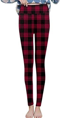 Божиќни термички хеланки на Zddo Sherpa Reece Legging Legging XMAS карирана графичка зимска мода дебели топли панталони