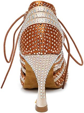 Aoqunfs жени Rhinestone Ballroom Dance Dance Shoes Latin Salsa Performance Praction Wedding Fride, Model YCL453