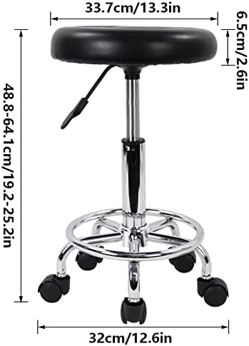 Yunyn столче со тркала PU кожа модерна тркалачка столица со висина на потпирачот за подножје прилагодлив спа -салон салон тетоважа работа
