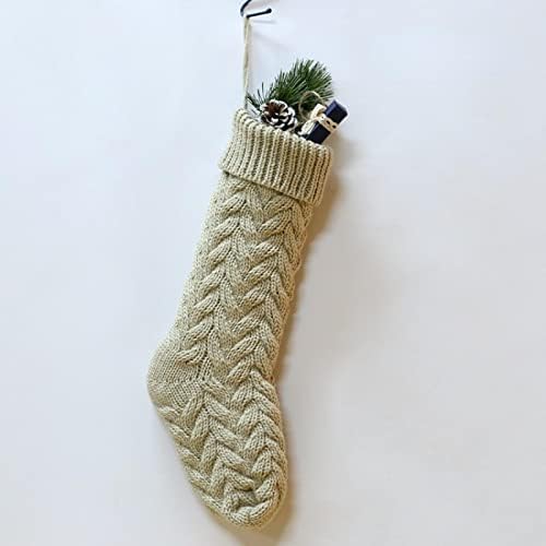 Декорации на Зомано: плетена волна виси, торба за подароци, божиќни божиќни чорапи постелнина 10 парчиња во пакет