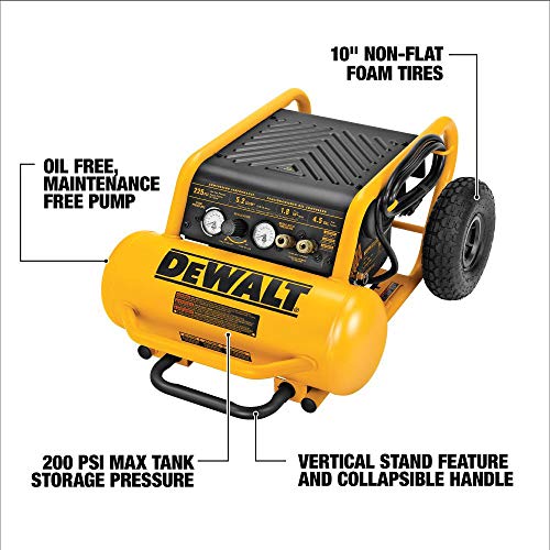 Dewalt D55146 1,6 КС Континуирано 200 psi, 4,5 галон компресор, 17 x 33,75 x 24,5