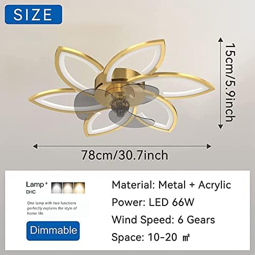 CRODY Led Таванско Светло Со Вентилатор И Далечински Управувач Тивок Лустер Светло Тивок Led Вентилатори Затемнета Прилагодлива Брзина