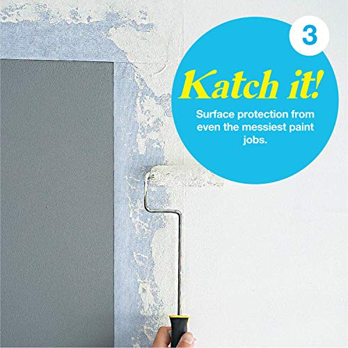 Katch Blue Mackers Tape за еднократно чистење на чисто издание чист раб на протекување на wallидни ленти, 1 x 50 'ролна