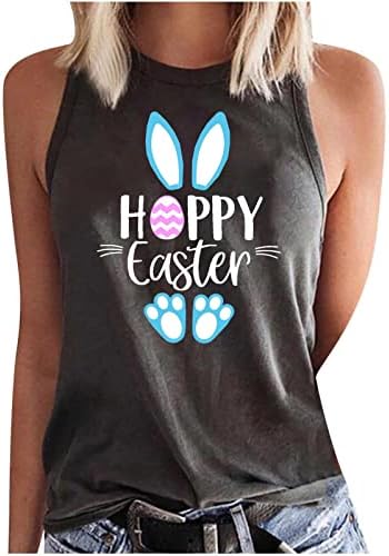 Womenенски Велигденски кошули Среќна велигденска буква и јајца од зајаци јајца врвен моден пуловер за лежерна елек