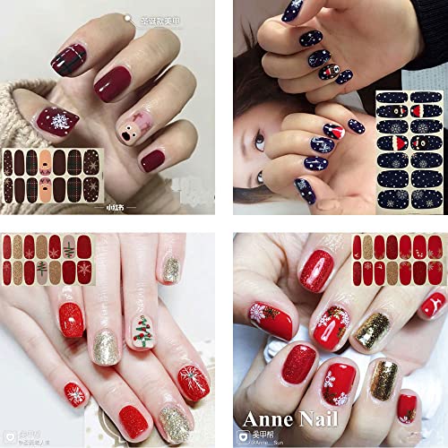 Nail Angel 12pcs Nail Art Art Full-Cover Cover Priber Nail Art Wrign Christmas Chirstle Cover налепници за нокти за нокти за жени Зимски