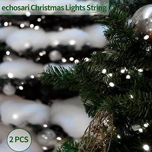 Ехосари [2 пакет] Батерии оперирани Божиќни светла 16ft зелена жица 50 LED самовила светло со далечински, тајмер, 8 режими, затемнето