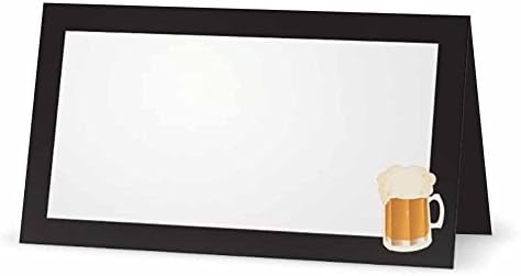 Пиво на картички за црно место - стил на шатор - 10 пакет - бел празен фронт со цврста боја црна граница - табела за поставување