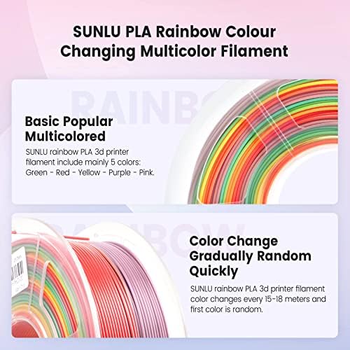 Куќиште за печатач Sunlu 3D и PLA Rainbow 3D FILAMENT 1KG, постојана температура на 3Д печатење за влакно на 3Д печатач на ABS, Ender 3/3