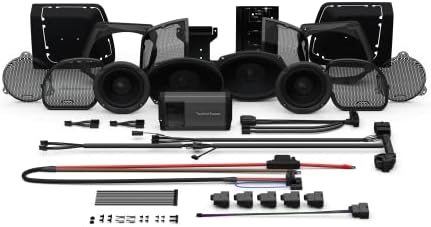 Rockford Fosgate HD14-STG3 Ферминг звучници, звучници на седло и комплет за засилувач од 800 вати за избрани 2014+ Харли Дејвидсон Пат и мотоцикли на улицата Глид
